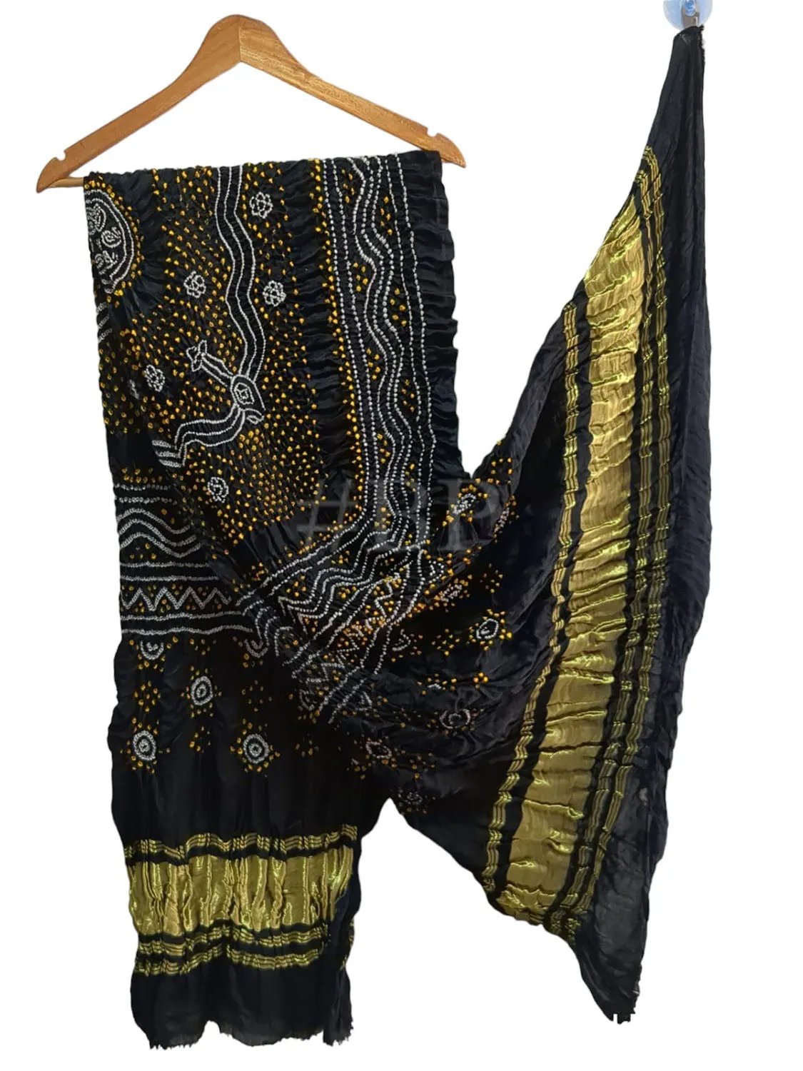 Stunning Black Bandhani Gajji Silk Dupatta - Pure Elegance