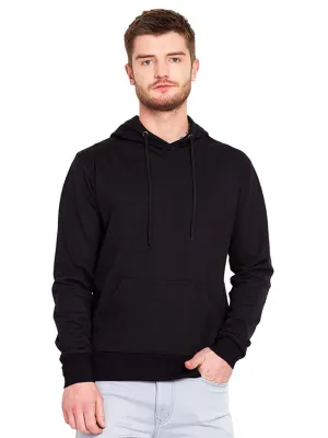 Stunning Black Cotton Solid Hoodies For Men