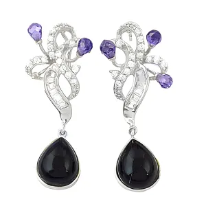 Stunning Black Onyx & Cubic Zirconia Silver Earrings - Shop Now