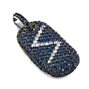 Stunning Blue & White CZ Gemstone Silver Pendant - Glamour Jewelry