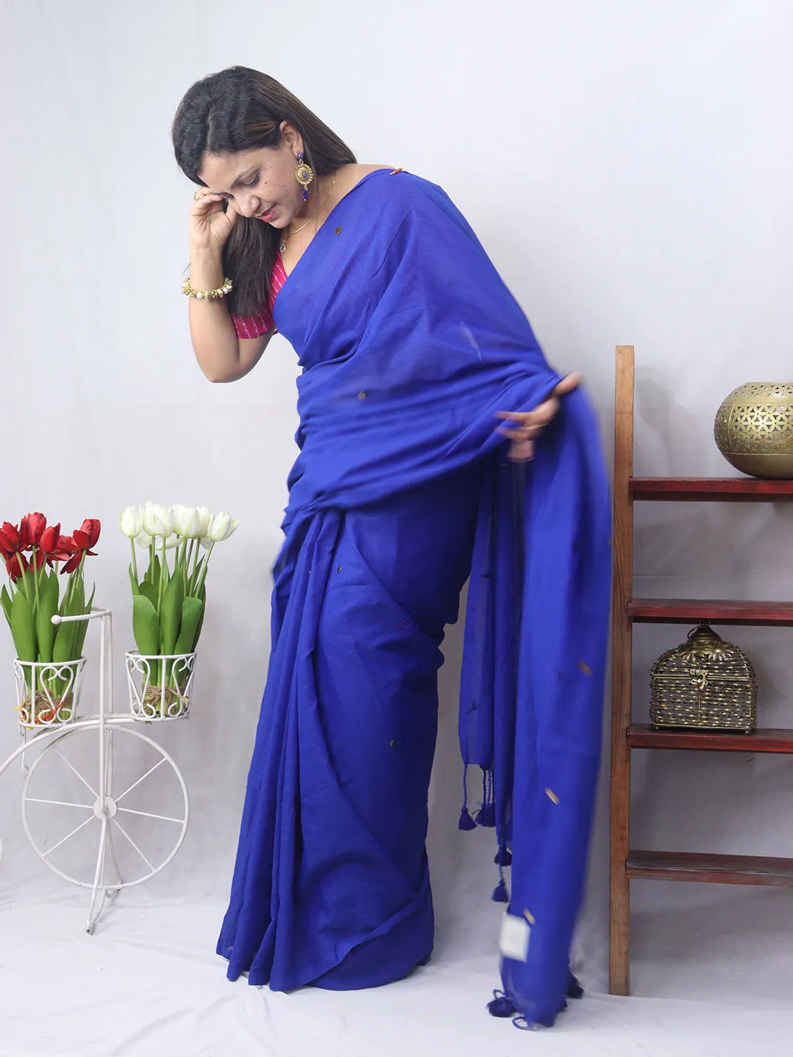 Stunning Blue Bengal Cotton Saree - Perfect for Any Occasion