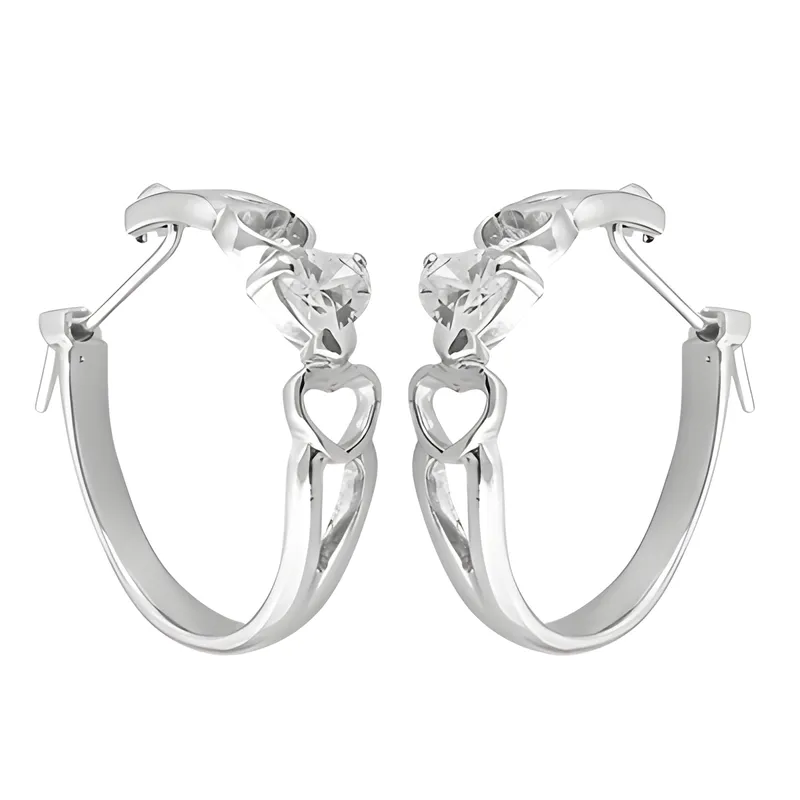 Stunning Cubic Zirconia Gemstone Silver Hoop Earrings - Elegant Jewelry