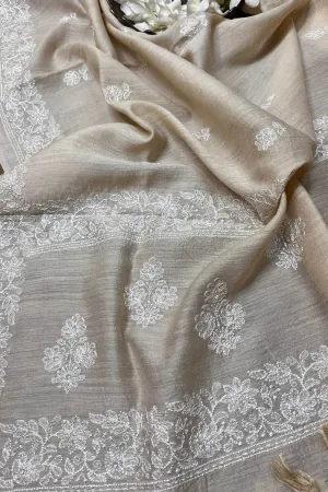 Stunning Dyeable Chikankari Moonga Silk Dupatta