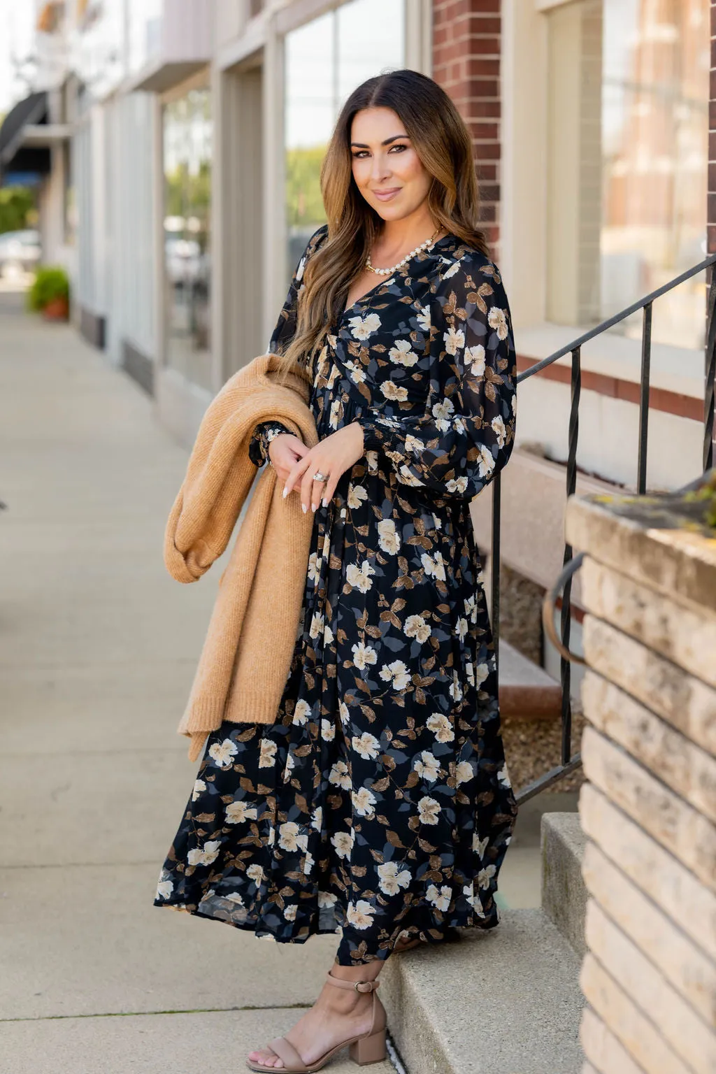 Stunning Floral Twist Top Maxi Dress