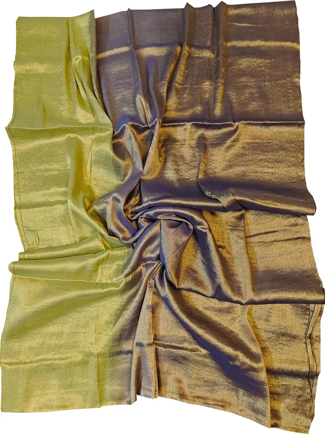 Stunning Green & Purple Bhagalpur Saree - Tissue Cotton