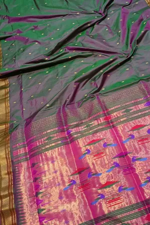 Stunning Green Paithani Silk Saree - Handloom Perfection