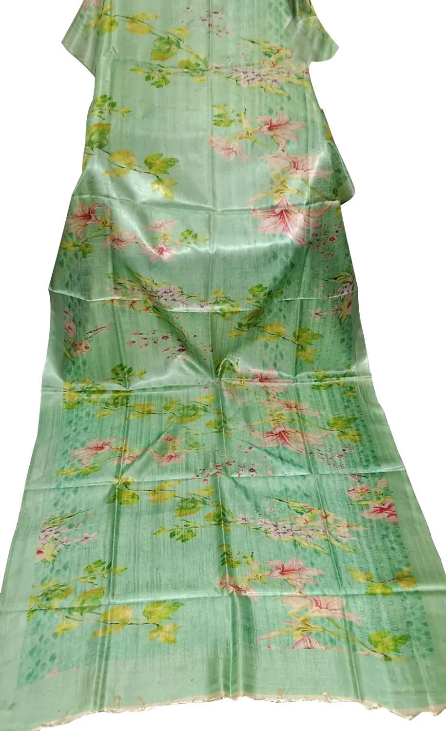 Stunning Green Pure Tussar Moonga Digital Printed Bhagalpur Dupatta