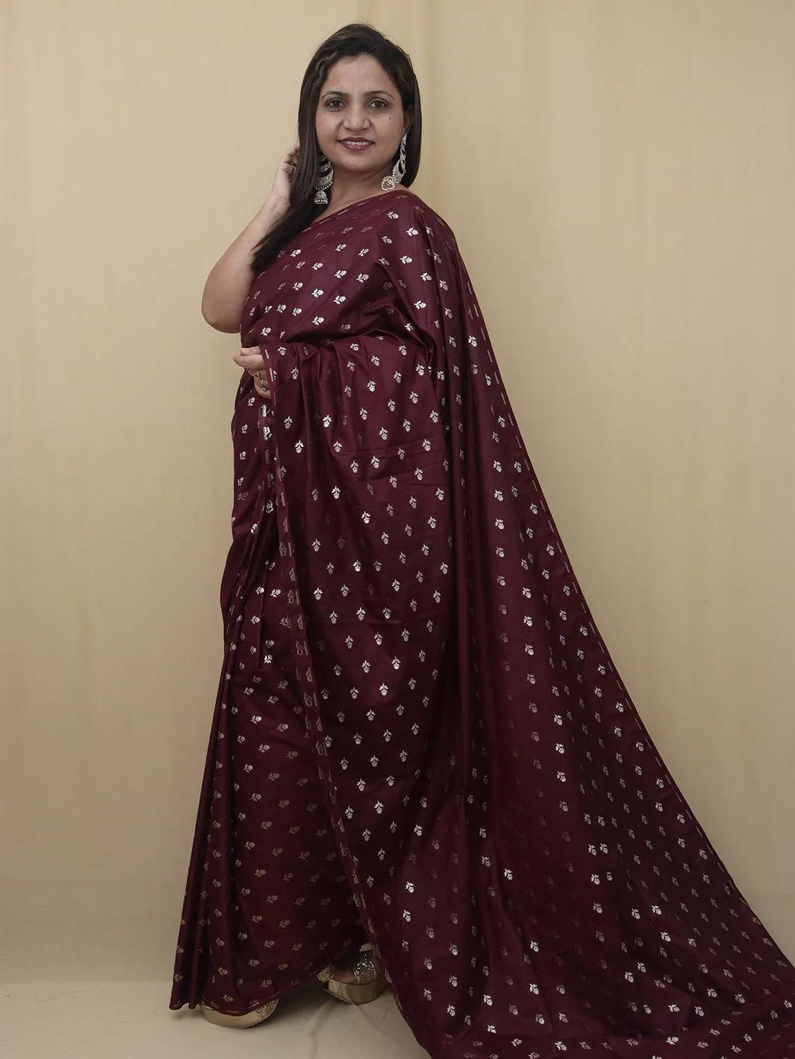 Stunning Maroon Banarasi Silk Saree - Perfect for Any Occasion