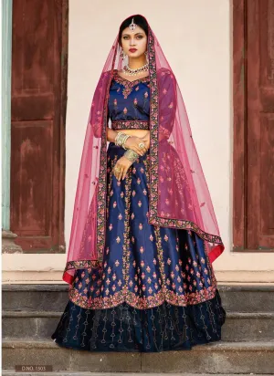 Stunning Navy Blue Flared Lehenga Choli