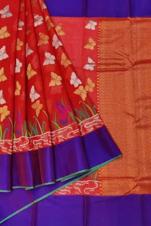 Stunning Orange Kota Doria Zari Saree - Handloom Perfection