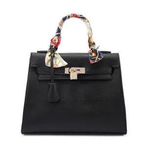 Stunning Padlock Birkin Inspired With Scarf - Black