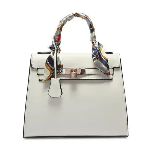 Stunning Padlock Birkin Inspired With Scarf - White