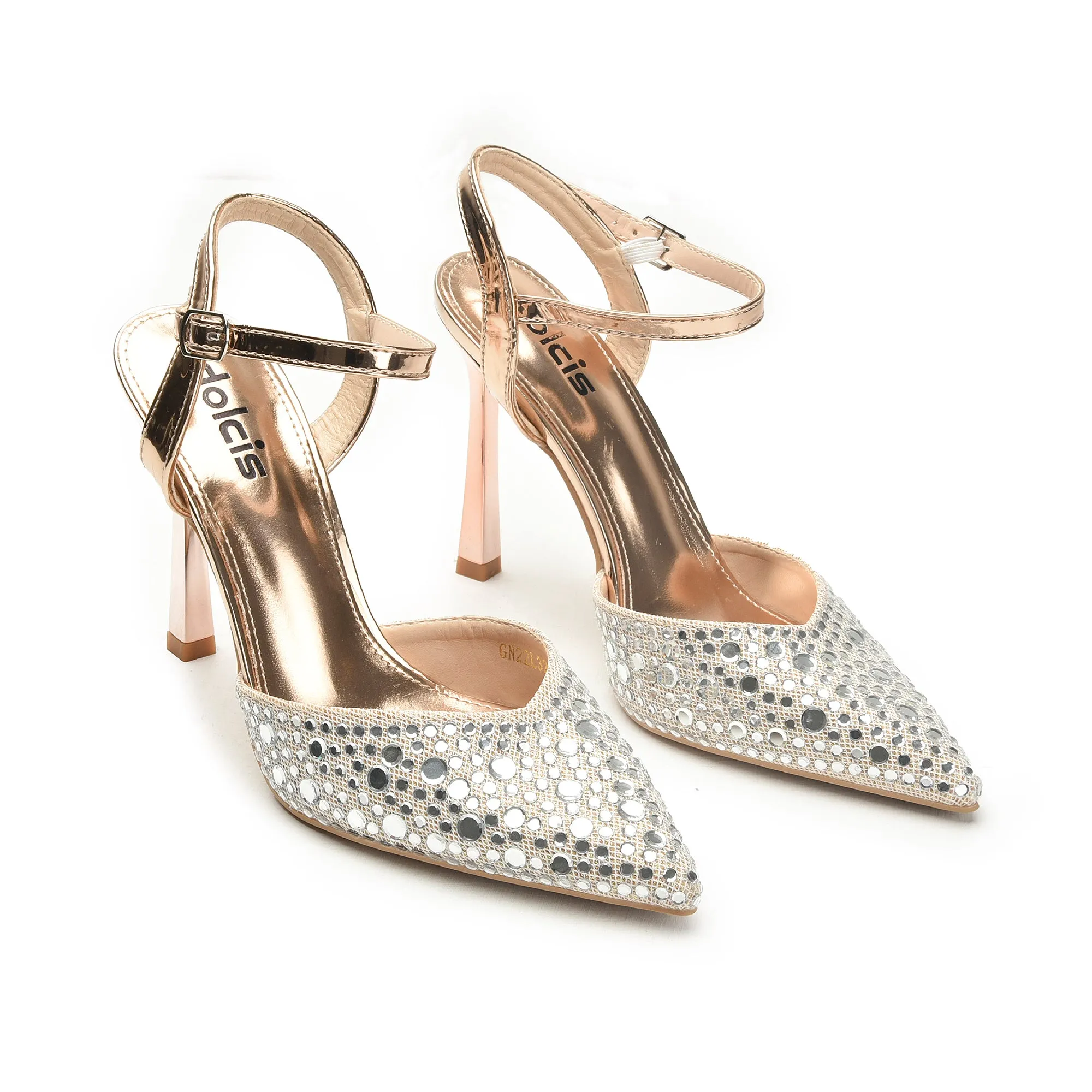 Stunning Rose Gold and Silver Embellished Heels | 442N-PX