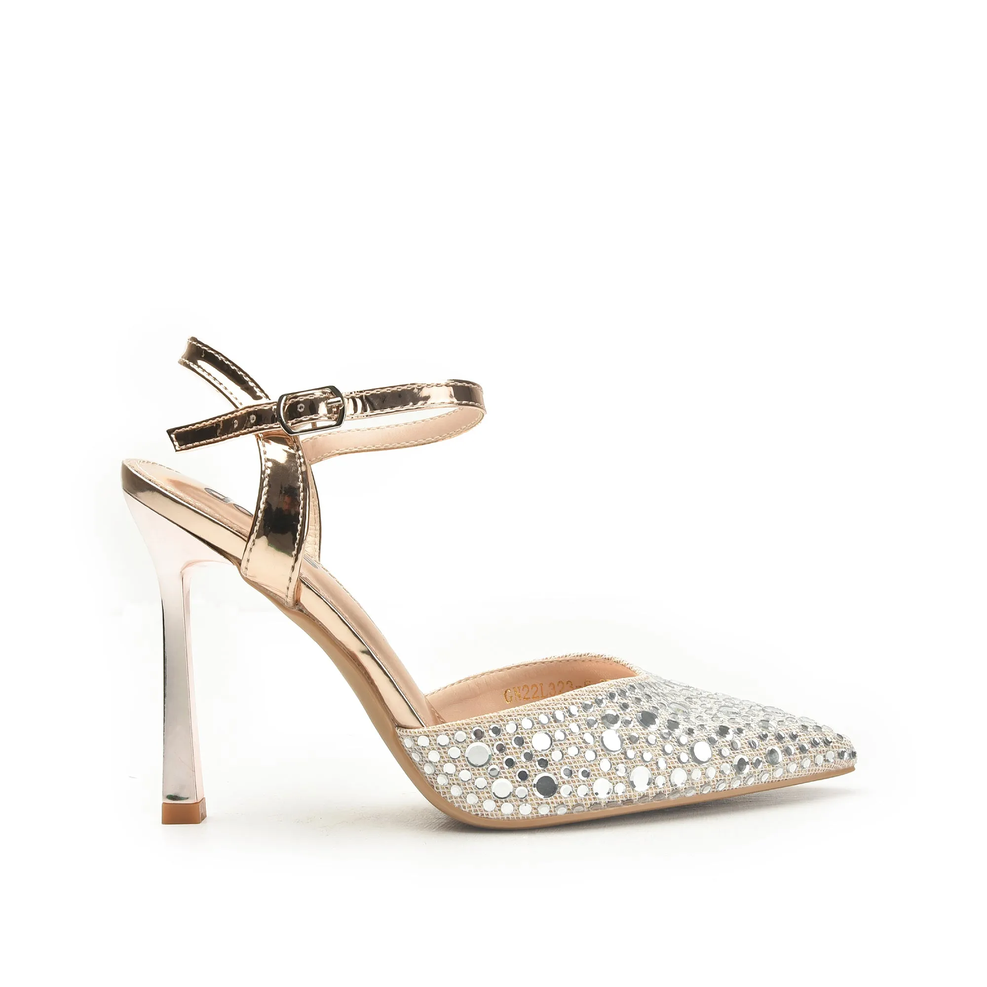 Stunning Rose Gold and Silver Embellished Heels | 442N-PX