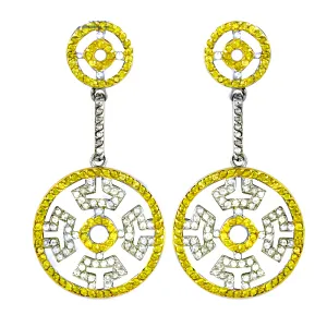 Stunning White & Yellow CZ Silver Earrings - Hot & Dazzling Jewelry