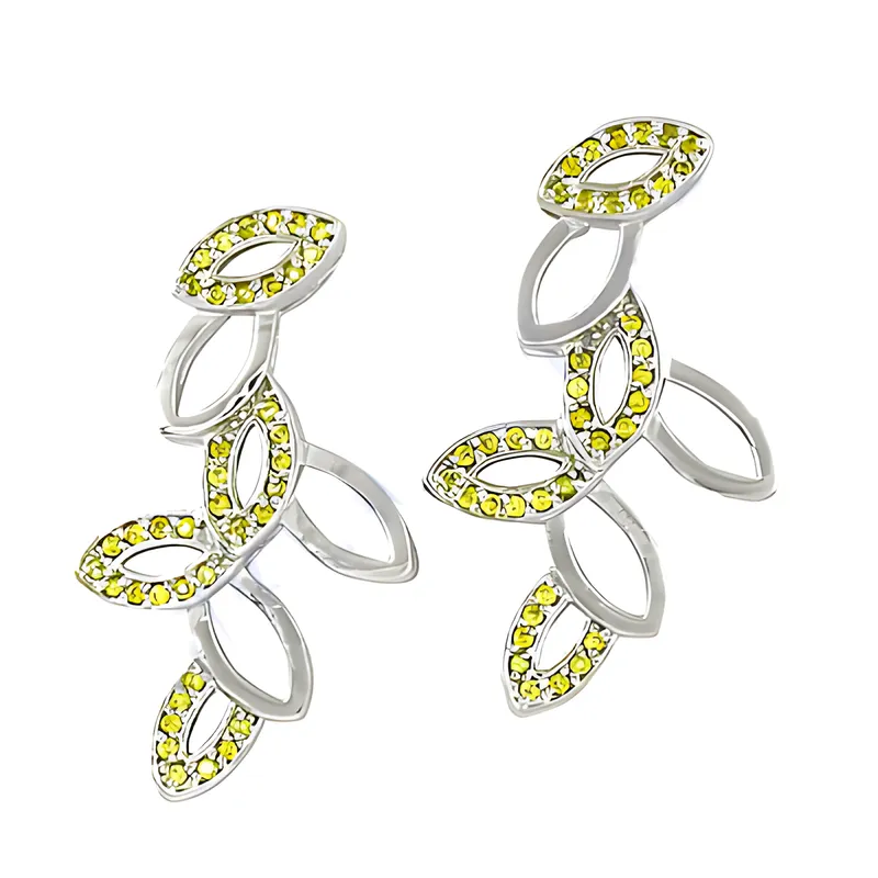 Stunning Yellow Cubic Zirconia Gemstone Silver Earrings - Shop Now