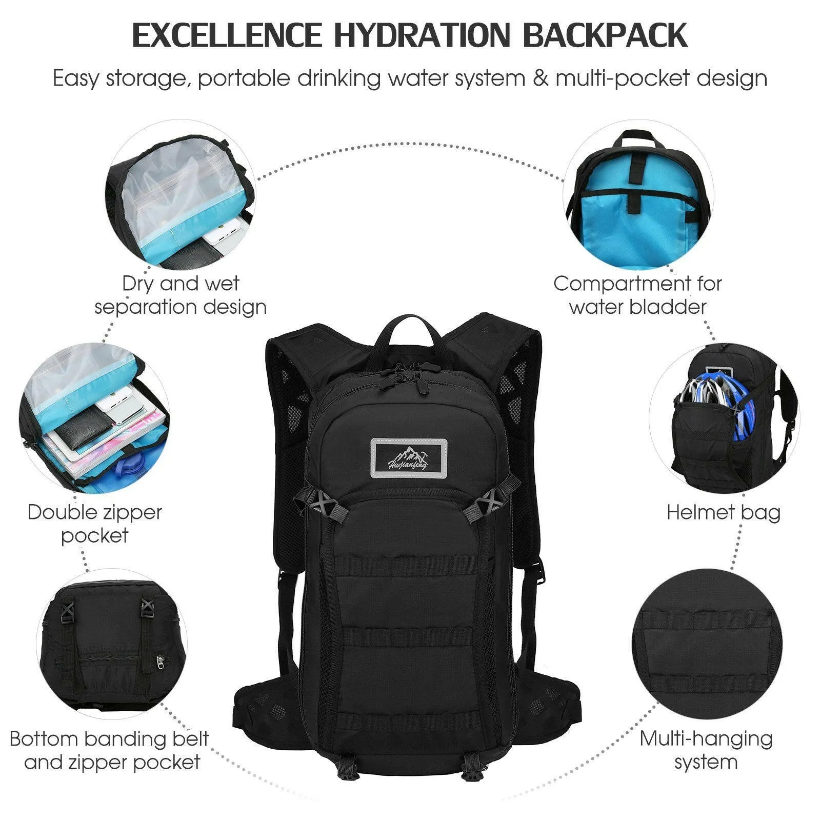 Tactical Backpack Large Capacity Molle Bag Cycling Backpack Outdoor Running Bag Bicycle Bag Sports Vest for Hiking Camping Jogging   Travel Daypack Bag