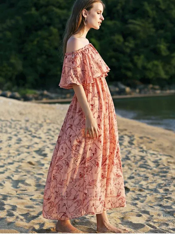 TastyHottie - Stunning Off The Shoulder Floral Beach Maxi Dress