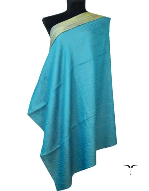 Teal Blue Reversible Zari Pashmina Shawl 6996