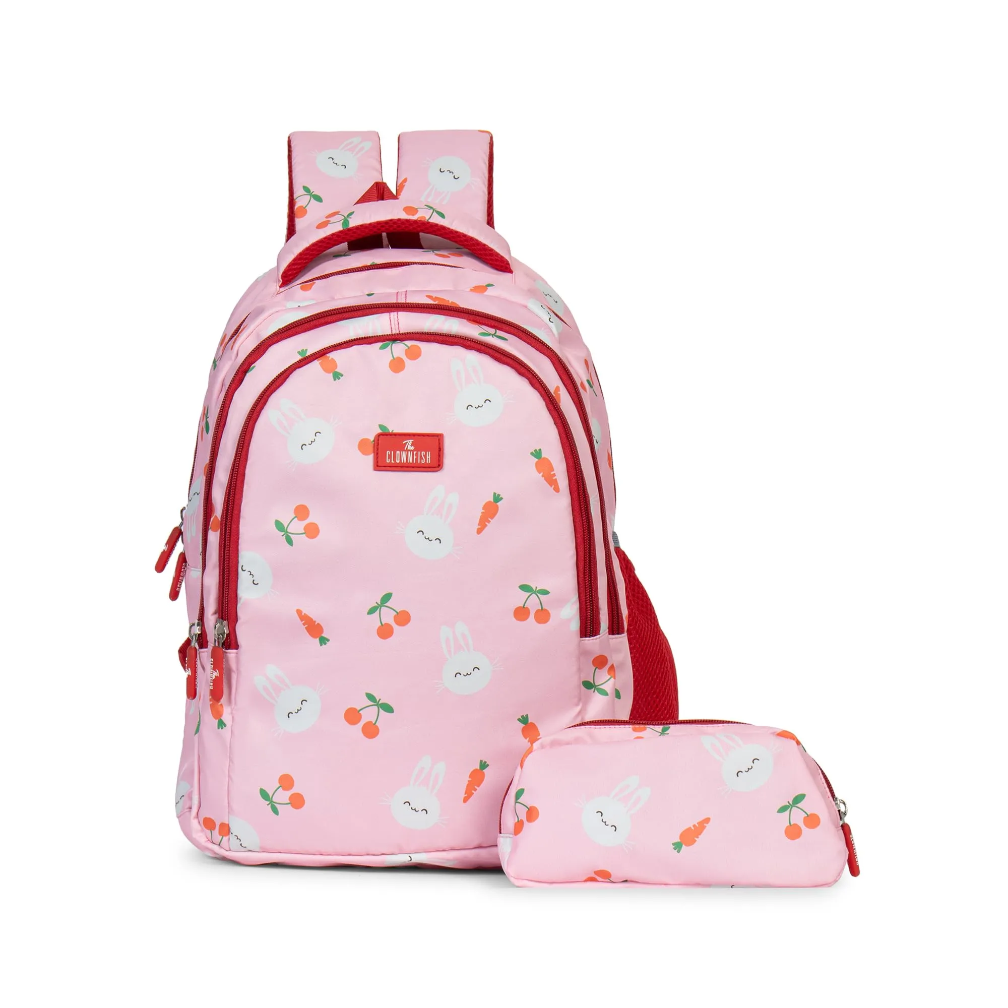 THE CLOWNFISH Scholastic Series Printed Polyester 30 L School Backpack with Pencil/Staionery Pouch School Bag Daypack Picnic Bag For School Going Boys & Girls Age 8-10 years (Pink)