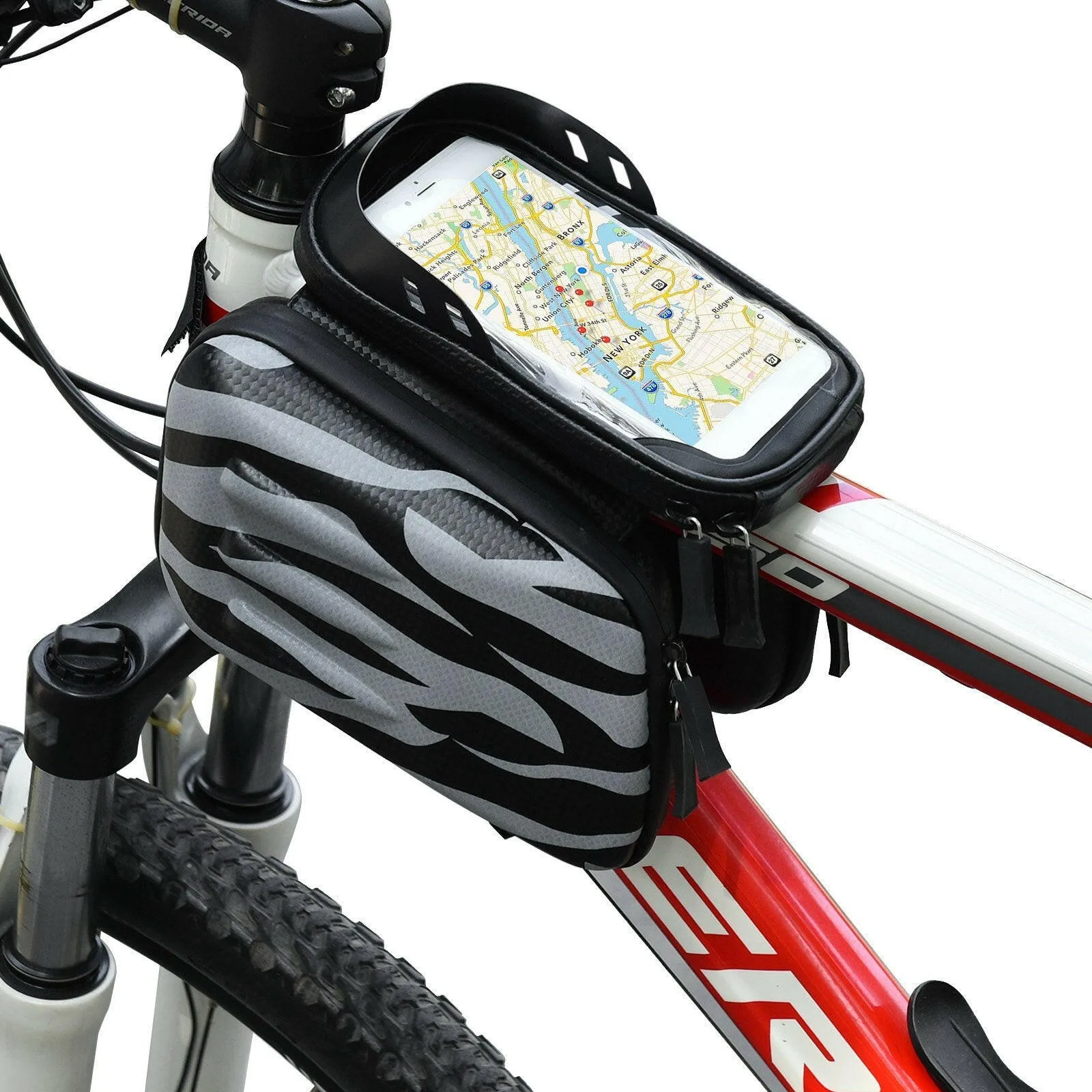 Touch Screen Bike Handlebar Bag Waterproof Front Frame Top Tube Bicycle Pouch Double Pannier Pack Large Capacity Cycling Front Storage Bag