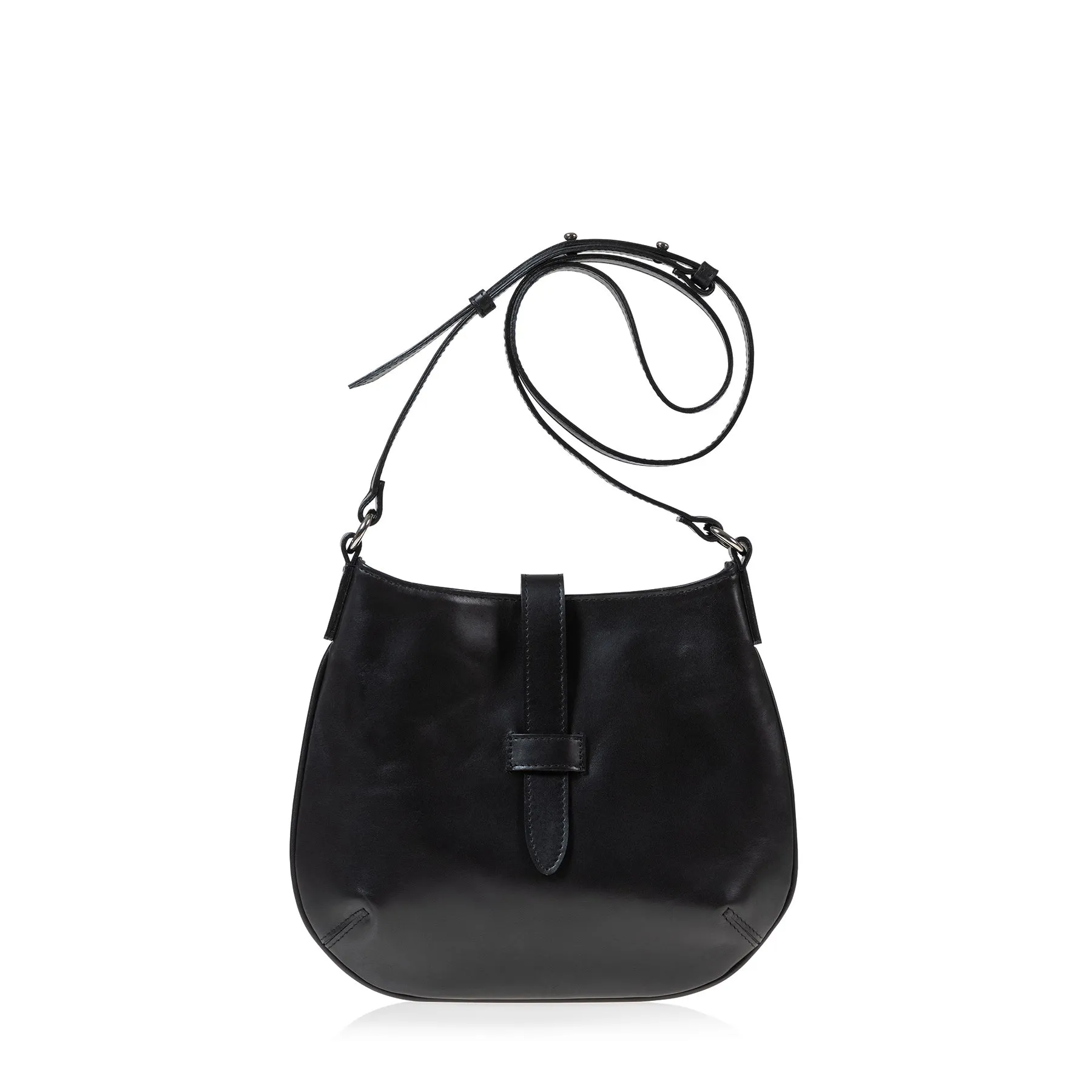 Tulip Crossbody Bag (Black Leather)