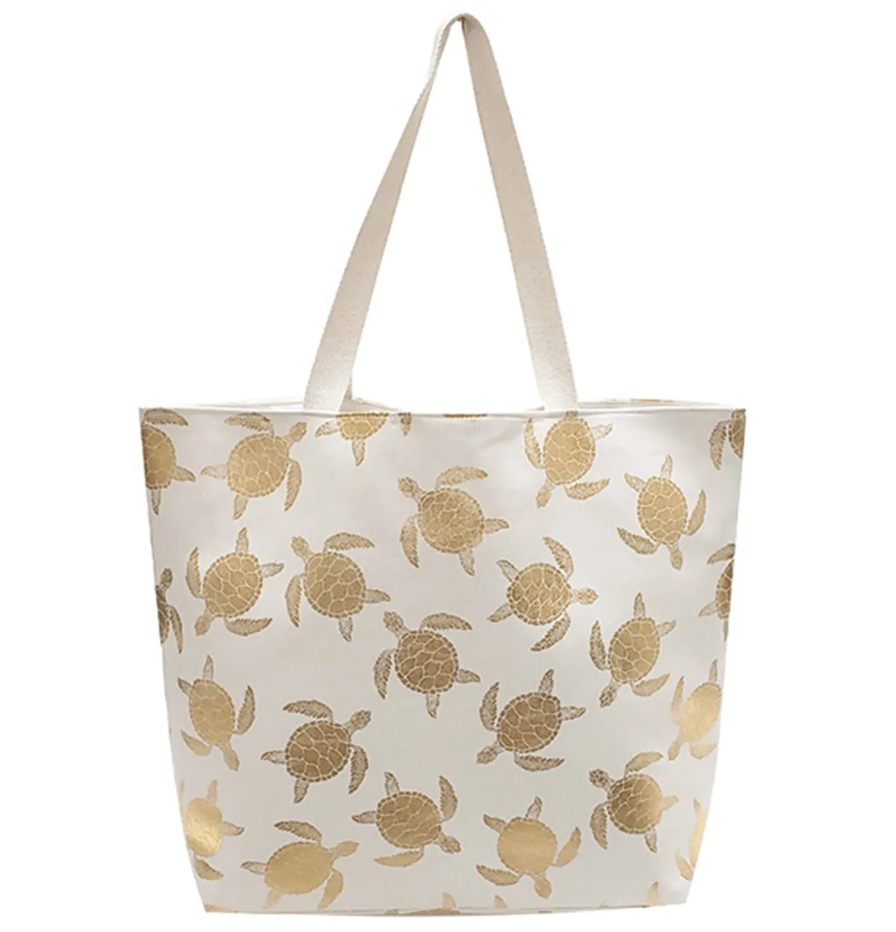 Turtle Tote Bag - White/Gold