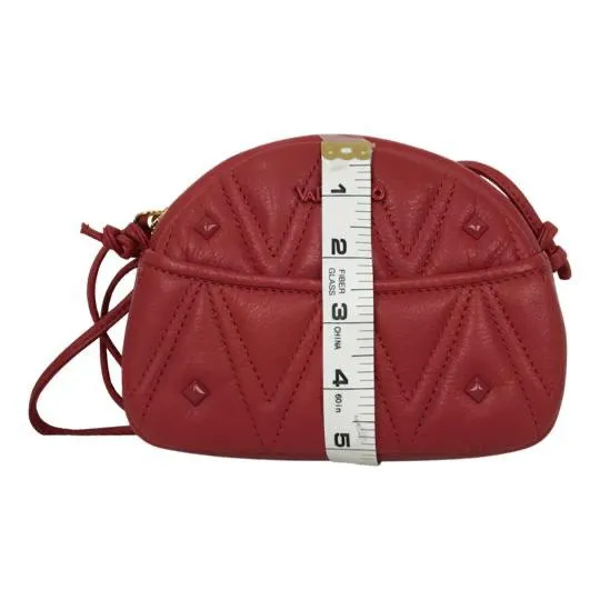 Valentino Women's Quilted Crossbody Bag Logo Details Red Color Sz Mini