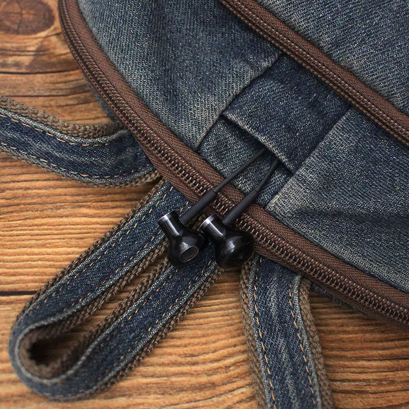 Vintage Denim Backpack School Backpack Bag Womens Blue Denim School Rucksack For Women