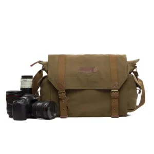 Waxed Canvas Simple DSLR Camera Messenger Bag, Diaper Bag