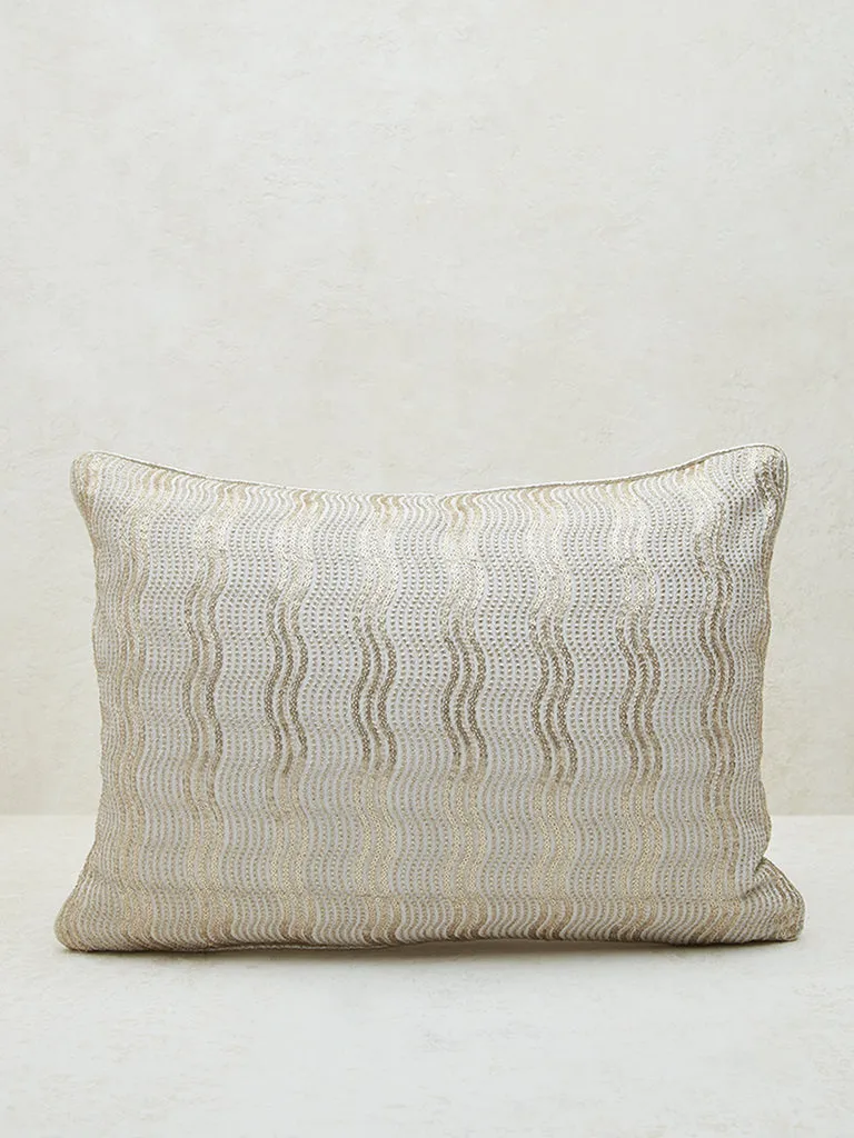 Westside Home Ivory Zari Embroidered Georgette Cushion Cover