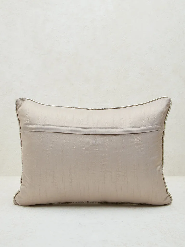 Westside Home Ivory Zari Embroidered Georgette Cushion Cover