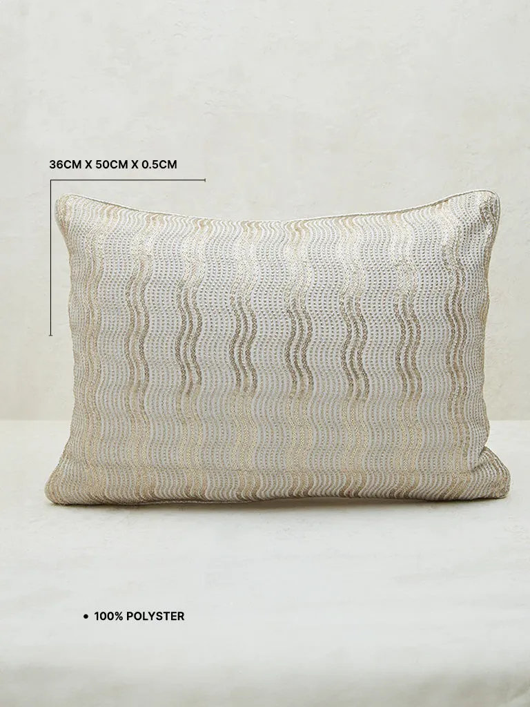 Westside Home Ivory Zari Embroidered Georgette Cushion Cover