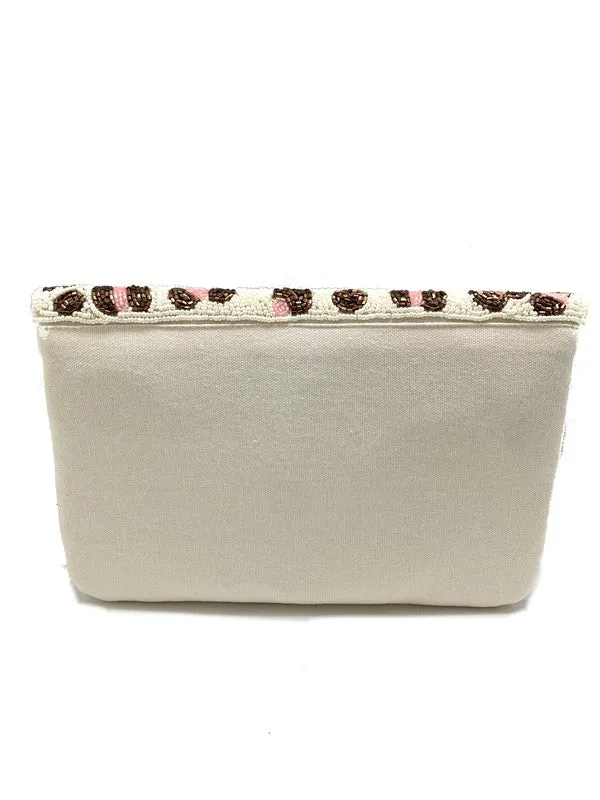 White And Pink Beaded Clutch CMI BG 5144