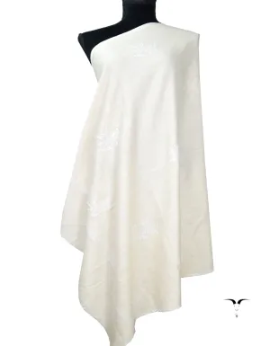 white booti embroidery pashmina shawl 8454