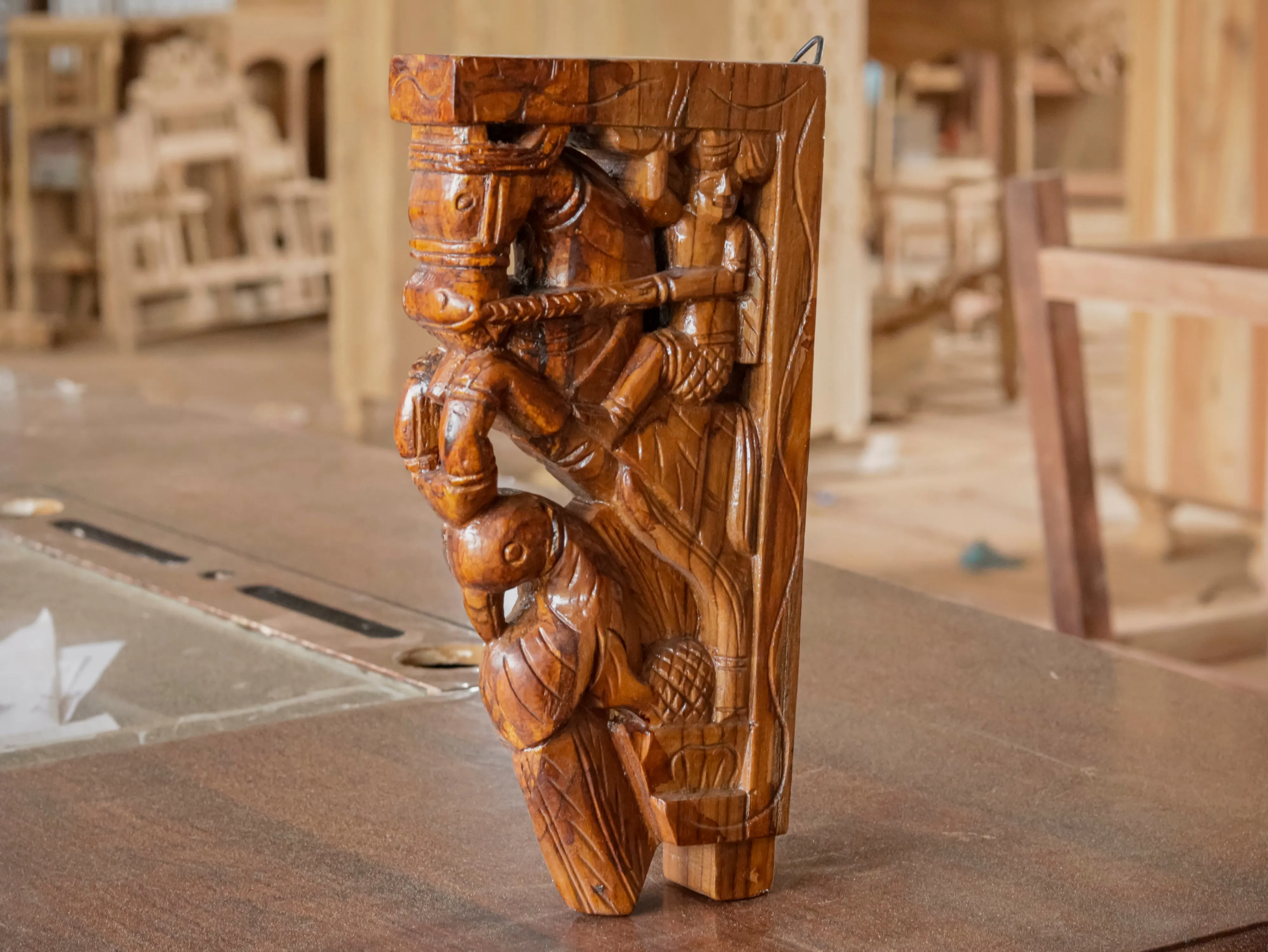 Wooden Bird Horse Depiction Door Bracket