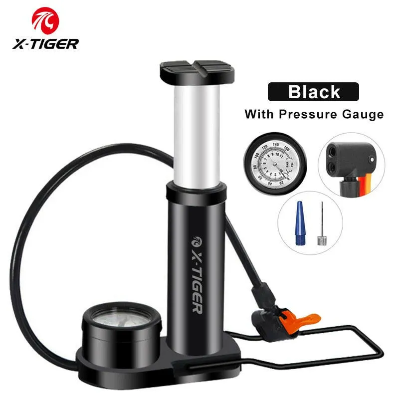 X-TIGER Portable Bike Pump High Pressure Pedal Bicycle Foot Pump Ultra-Light Aluminum Alloy MTB Bike Tire Inflator Accessories