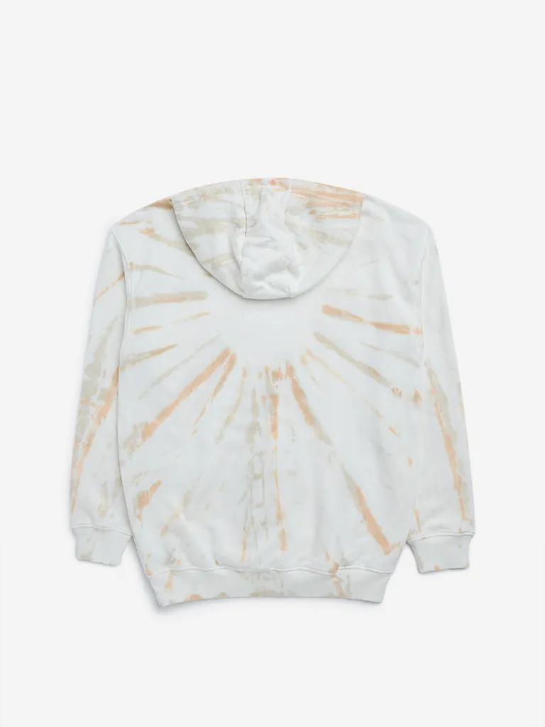 Y&F Kids Peach Tie-Dye Printed Cotton Sweatshirt