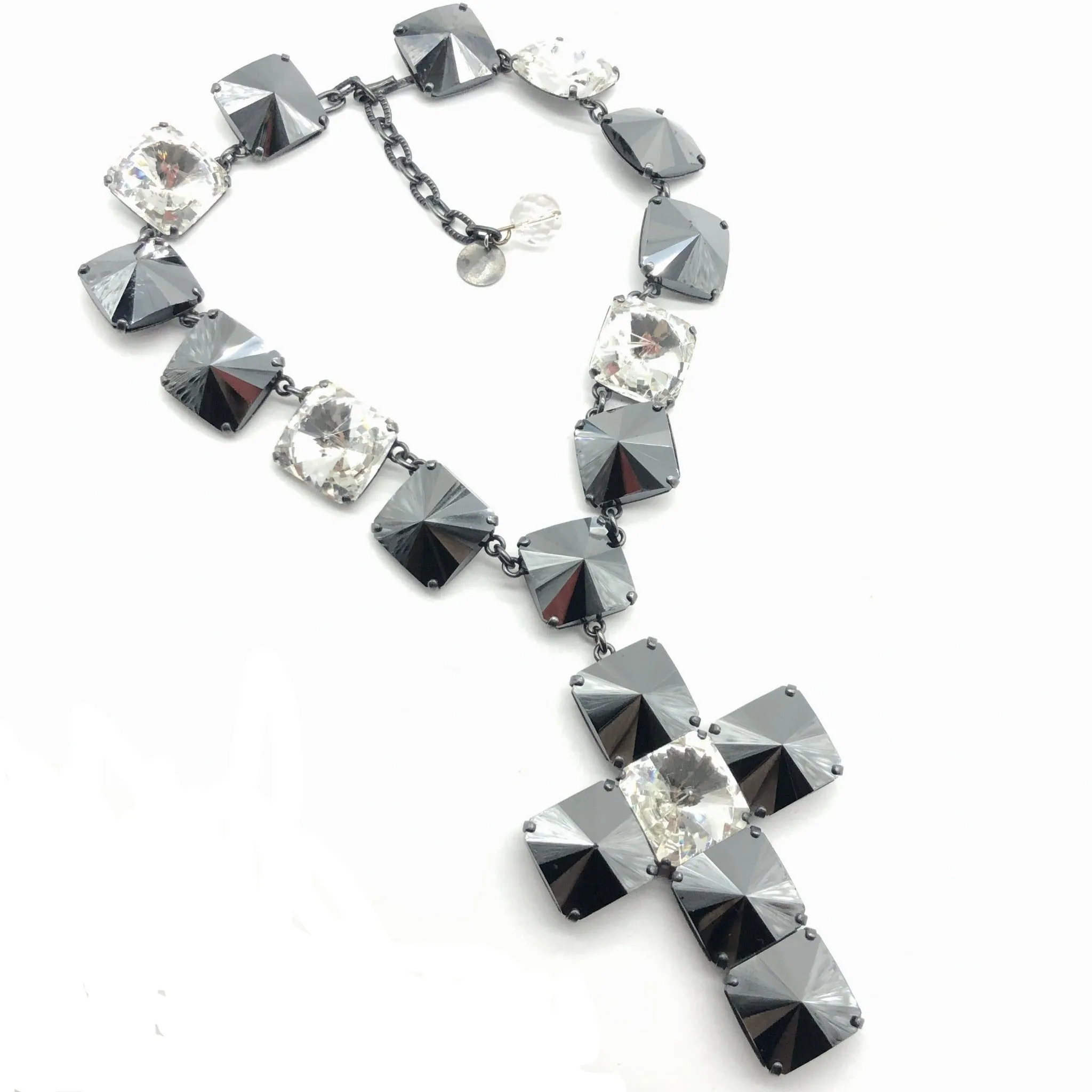 Yves Saint Laurent Stunning Clear and Grey Crystal Necklace/Earrings